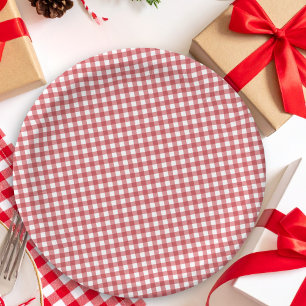 Rode Gingham Country Kerst Bruidsdouche Papieren Bordje