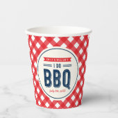 Rode Gingham en Blauwe I Do BBQ Verloving Feestje Papieren Bekers (Voorkant)