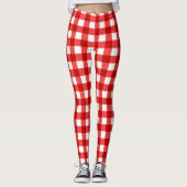 Rode Gingham en geruite patroon Leggings (Voorkant)