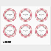 Rode gingham-eten en jar-etiketten voor zelfgemaak ronde sticker (Vel)