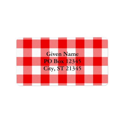 Rode Gingham Etiket (Voorkant)