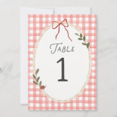 Rode Gingham Frame Baby Shower Tafelnummer (Voorkant)