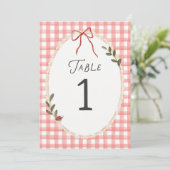 Rode Gingham Frame Baby Shower Tafelnummer (Staand voorkant)