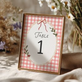 Rode Gingham Frame Baby Shower Tafelnummer
