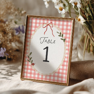 Rode Gingham Frame Baby Shower Tafelnummer