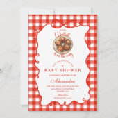 Rode Gingham Gehaktbal Baby Shower Kaart (Voorkant)