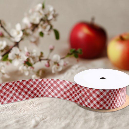 Rode Gingham Geruite Feestlint Satijnen Lint