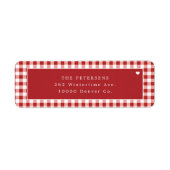 Rode gingham geruite gepersonaliseerde etiket (Voorkant)