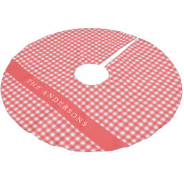 Rode Gingham Geruite Gepersonaliseerde Familienaam Kerstboom Rok