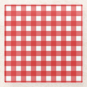 Rode gingham glazen onderzetter