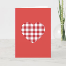 Rode Gingham Hart Feestdagen Kaart