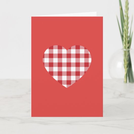 Rode Gingham Hart Feestdagen Kaart (Voorkant)