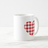 Rode Gingham Hart Koffiemok (Voorkant rechts)