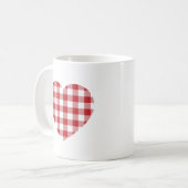 Rode Gingham Hart Koffiemok (Voorkant links)