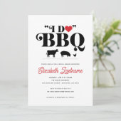 Rode Gingham I Do BBQ Bruiloftsfeest Uitnodiging (Staand voorkant)