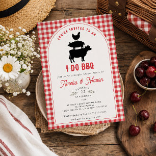 Rode Gingham I Do BBQ Koppels Bruidsfeest Kaart