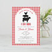 Rode Gingham I Do BBQ Koppels Bruidsfeest Kaart (Staand voorkant)