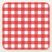 Rode gingham kartonnen onderzetters (Voorkant)