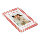 Rode Gingham Kerst Foto Magneet (Rechterzijde)