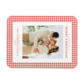 Rode Gingham Kerst Foto Magneet (Horizontaal)