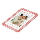 Rode Gingham Kerst Foto Magneet (Linkerzijde)