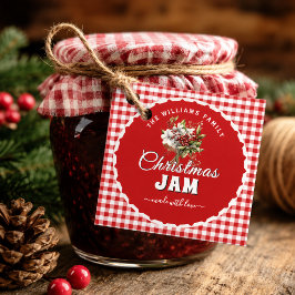 Rode Gingham Kerst Jam Hangtag Bedankjes Labels