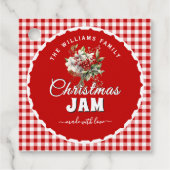 Rode Gingham Kerst Jam Hangtag Bedankjes Labels (Voorkant)