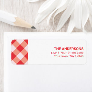 Rode Gingham Kerst Retouradres Etiket