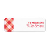 Rode Gingham Kerst Retouradres Etiket (Voorkant)