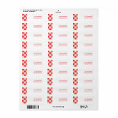 Rode Gingham Kerst Retouradres Etiket (Full Sheet)