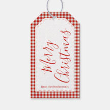 Rode Gingham Kerstmis Cadeaubijslage