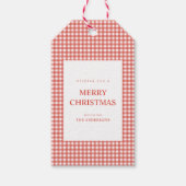 Rode Gingham Kerstmis Cadeaulabel (Voorkant)