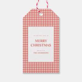 Rode Gingham Kerstmis Cadeaulabel