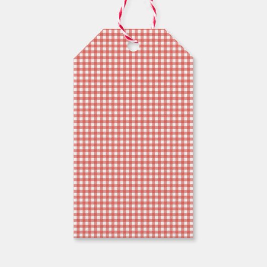 Rode Gingham Kerstmis Cadeaulabel (Achterkant)
