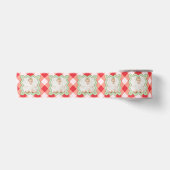 Rode Gingham Kerstmis Custom Foto Satijnen Lint (Voorkant)
