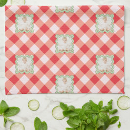 Rode Gingham Kerstmis Custom Foto Theedoek