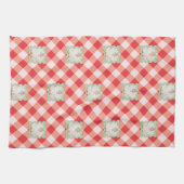 Rode Gingham Kerstmis Custom Foto Theedoek (Horizontaal)