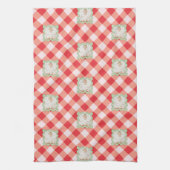 Rode Gingham Kerstmis Custom Foto Theedoek (Verticaal)