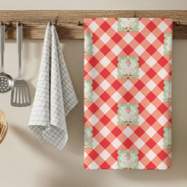 Rode Gingham Kerstmis Custom Foto Theedoek