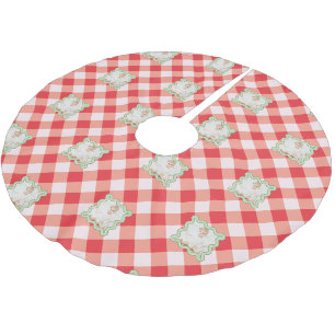 Rode Gingham Kerstmis Douane Foto Kerstboom Rok