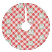 Rode Gingham Kerstmis Douane Foto Kerstboom Rok (Voorkant)