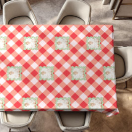 Rode Gingham Kerstmis Douane Foto Tafelkleed