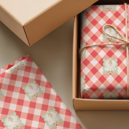 Rode Gingham Kerstmis Douane Foto Tissuepapier