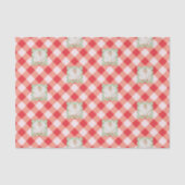 Rode Gingham Kerstmis Douane Foto Tissuepapier (Voorkant)