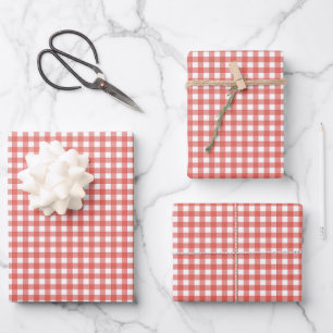 Rode Gingham Kerstmis Inpakpapier Vel