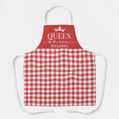 Rode Gingham Keukenkoningin Schort (Voorkant)
