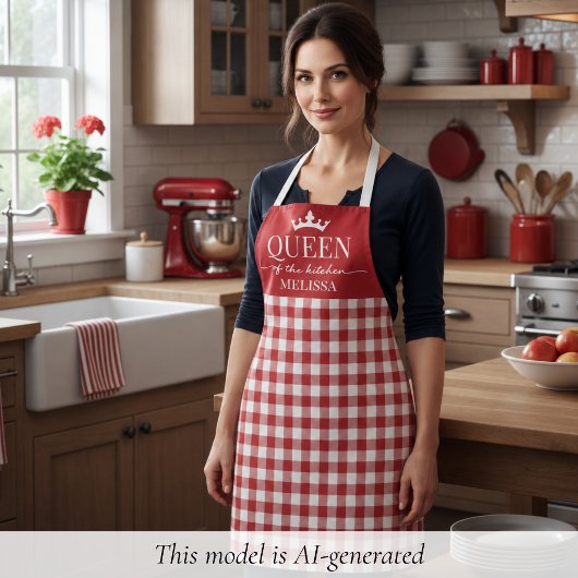 Rode Gingham Keukenkoningin Schort