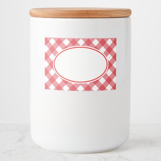Rode Gingham Keukenlabels  Voedselcontainer Etiket (Voorkant)