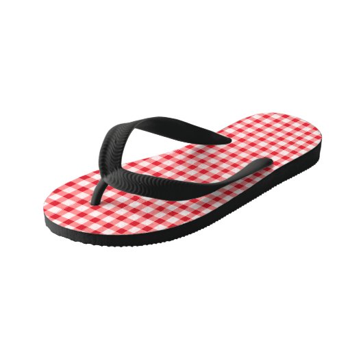 Rode Gingham Kinder Teenslippers (Schuin)
