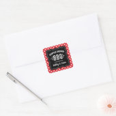 Rode Gingham Koppel Bruiloft BBQ Vierkante Sticker (Envelop)